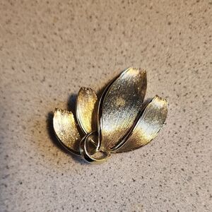 Elegant Gold-Tone Floral Brooch By TARA